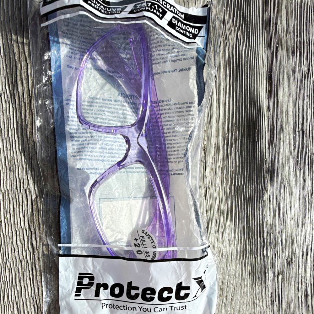 ProtectX Clear Anti-Fog Scratch Resistant Safety +2 Glasses Purple
